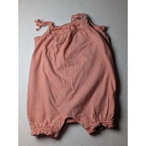 Baby Gap First Favorites Red White Striped Romper 3-6 Months Smocked Ruffle Trim